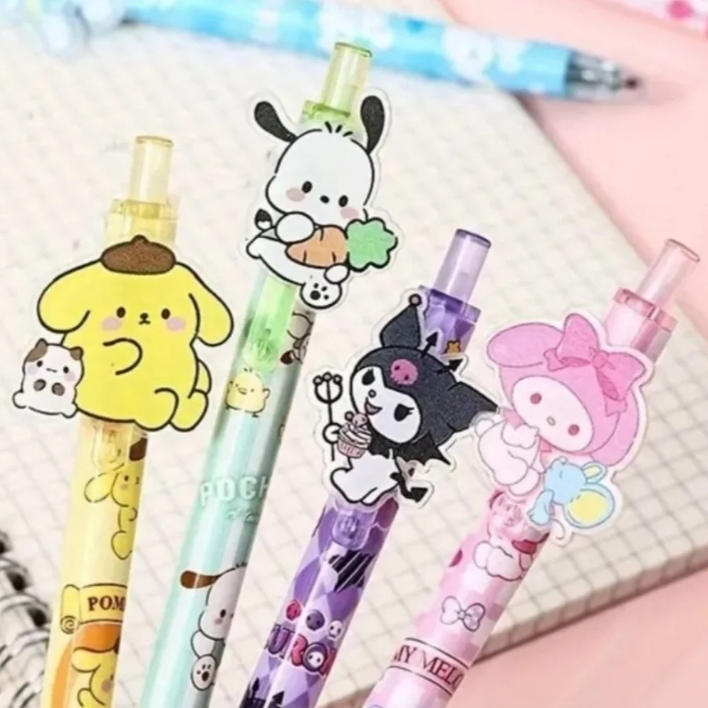 Set of 6, Hello Kitty & Friends Pens Sanrio Kuromi Melody Pom Cinnamoroll